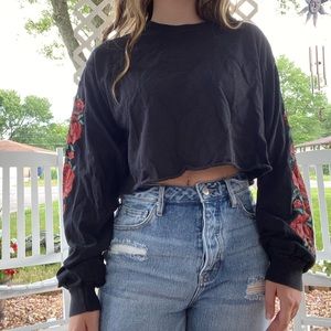 Cropped Long Sleeve with Roses